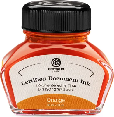Produktbild von Document Ink orange, dokumentenechte Tinte,  nach DIN ISO 12757-2, 30 ml