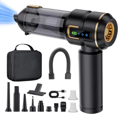 Produktbild von Handstaubsauger Akku 27000Pa Kabellos, Mini Autostaubsauger Stark, Bürstenloser Motor, 4-in-1 Blasen Saugen Aufblasen Vakuum, Tragbar für Auto,Sofa,PC