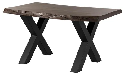 Produktbild von MASSIVMOEBEL24.DE Baumtisch Akazie 160x90x77 grau lackiert / X-Beine anthrazit matt FREEFORM 5