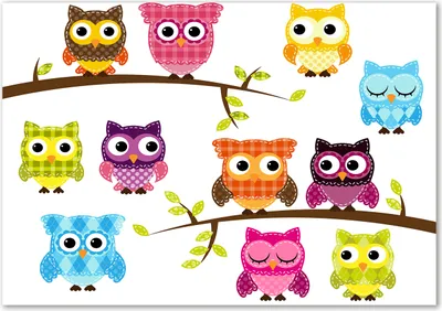 Produktbild von Tulup® Glas-Bild - 100 x 70 - Wandbild aus Glas - Wandkunst - Wandbild hinter gehärtetem Sicherheitsglas - Kinderzimmer - Bunte Eulen - Mehrfarbig
