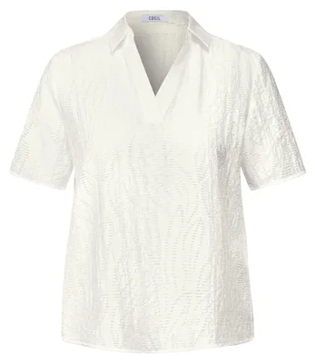 Produktbild von CECIL GmbH – Damen – Hemdbluse Blusenshirt mit Struktur vanilla white – Art. B345828
