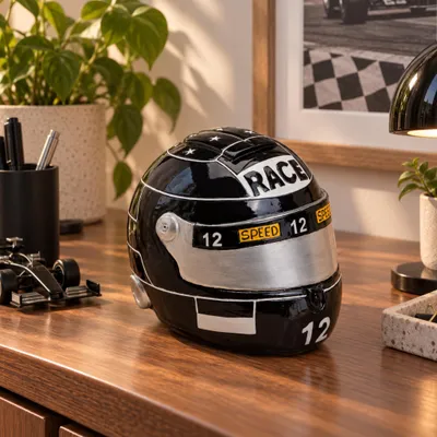 Produktbild von Große Rennfahrer Helm Biker Spardose schwarz 14 cm