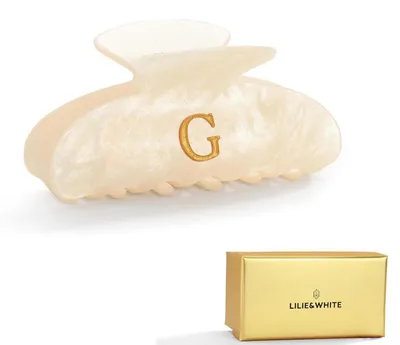 Productafbeelding van Damenhaarklem met de letter G – parelmoerlook, handgemaakt, 1 stuk