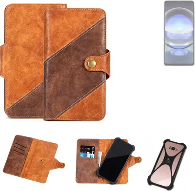 Produktbild von K-S-Trade Handyhülle Schutzhülle Bookstyle Case Wallet-Case kompatibel mit Sharp Aquos R8 Cover Klapphülle Kantenschutz Smartphone dunkelbraun