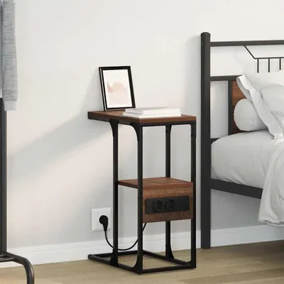 Productafbeelding van vidaXL Nachtkastje, bruin, eikenlook, 41,5 x 26 x 60,5 cm, houtvezel