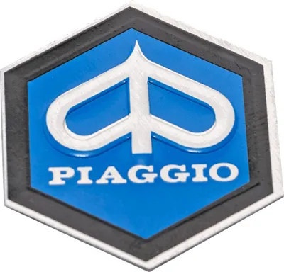 Productafbeelding van Embleem RMS Piaggio, zeshoekig, aluminium, zelfklevend, 31 x 36 mm, geschikt voor Vespa PX 80, PX