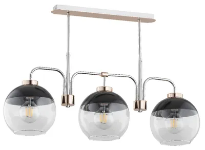 Produktbild von Deckenlampe Metall Glas E27 Chrom Schwarz 3-flammig Kugelschirm Modern