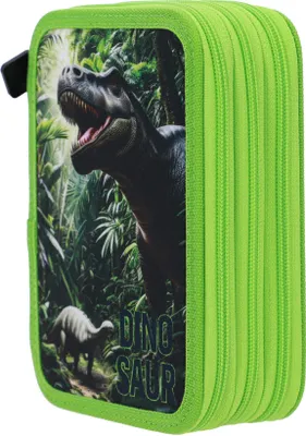 Produktbild von SCOOLSTAR DINO, DINOSAURIER Federmäppchen Kinder, 3 Organisierte Fächer, Federtasche Gefüllt, Mädchen Schulmäppchen, 42 Teilen für die Schule.