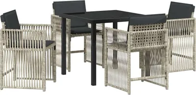 Produktbild von vidaXL Garten Essgruppe 5 pcs Hellgrau Pulverbeschichteter Stahl