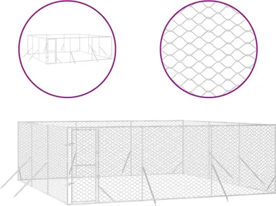 Obrázok produktu pre vidaXL Vonkajšia búda pre psov strieborná 6x6x2 m pozinkovaná oceľ