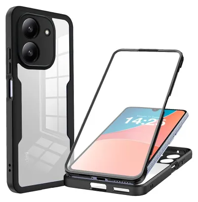 Produktbild von 360 Grad Handyhülle für Xiaomi Redmi 13C Full Cover Rundum Schutz Farbe: Schwarz