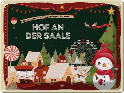 Produktbild von vianmo Blechschild 30x40 cm Weihnachtsgrüße aus Hof an der Saale Weihnachten