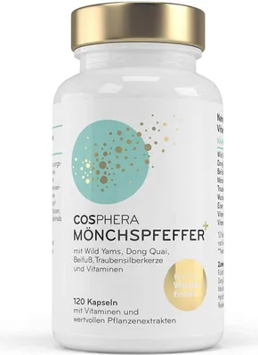 A white bottle of dietary supplements with a gold cap and a teal and gold circular graphic on the label.