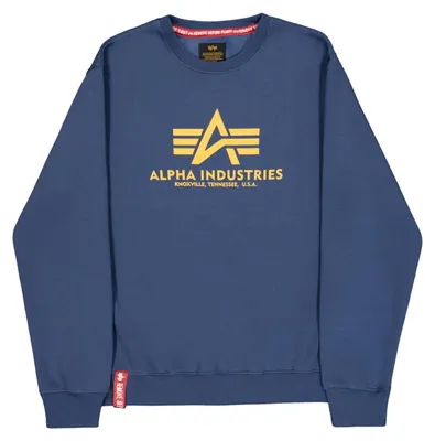 Produktbild von Alpha Industries Herren Basic Pullover Sweatshirt, Blickdicht, New Navy/Weizen,
