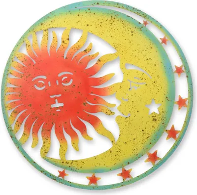 Produktbild von Eine Wanddekoration aus Eisen in Form von Sonne und Mond Replikat Retro Design Dekoration