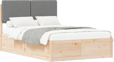 Produktbild von Bettgestell mit gepolstertem Kopfteil Hellgrau 120 x 200 cm