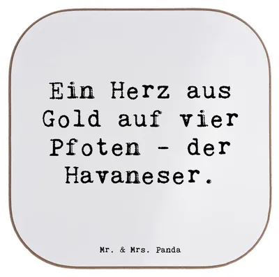 Produktbild von Mr. & Mrs. Panda Untersetzer für Gläser Spruch Goldherz Havaneser - Weiß - Geschenk, Tischuntersetzer, Eigenschaften, gläseruntersetzer, vier Pfoten, Hunde, Coaster, Hund