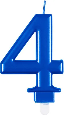 A blue number 4 birthday candle.