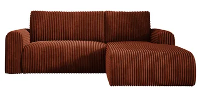 Produktbild von Ecksofa Cord MANDY 180x285 cm mit Schlaffunktion Kupfer TILIA 52 Rechts, Eckcouch mit Bettkasten, Sofa L-Form, Polsterecke, Wohnlandschaft