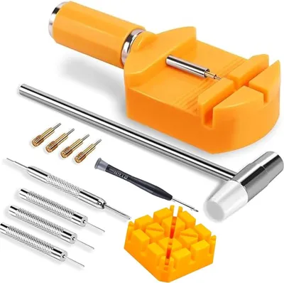 Produktbild von Uhrenarmband Reparatur Werkzeug Set, Uhrenwerkzeug Stiftausdrücker für Uhrenarmbänder Kürzen, Uhrmacherwerkzeug für Uhrenstifte, Uhrenglieder Werkzeug, Uhr Verkleinern Werkzeug
