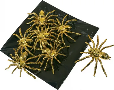 Produktbild von Goldene Deko Spinnen 8 Stück als Halloween Dekoration