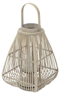 Produktbild von ECD Germany Bambus Laterne Windlicht H 55cm Holzfarbe Gartenlaterne mit Henkel & Glaseinsatz Boho Bambuslaterne Kerzenhalter Deko Laterne ohne LED