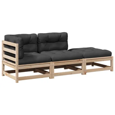 Produktbild von 3-tlg. Garten-Sofagarnitur mit Kissen Massivholz Kiefer