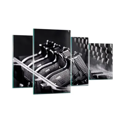 Produktbild von Bilder auf glas - Waffe Waffe Kugel - 120x70cm - Glasbilder - Wandbilder - Kunstdruck - zum Aufhängen bereit - Wanddekoration aus Glas - Glas Bilder - Wandbild auf Glas - 4 Teile - GDL120x70-4004