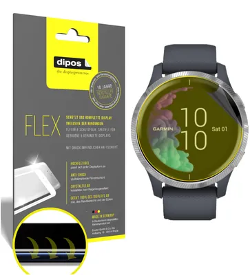 Obrázok produktu pre 2x ochranná fólia pre Garmin Venu (43mm), 100% pokrytie displeja, dipos Flex