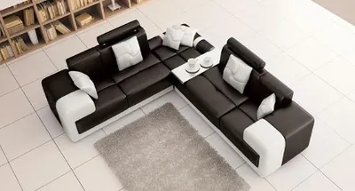 Image de Ensemble de salon d'angle en cuir, comprenant un canapé et des fauteuils. Modèle 2695C