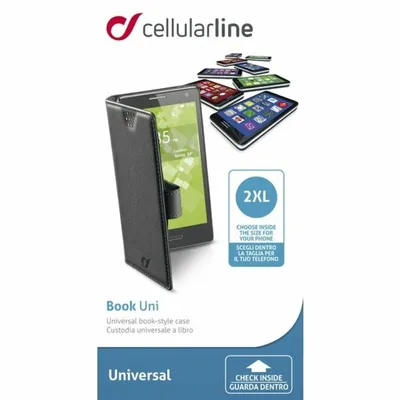 Produktbild von Cellularline Book Uni - Smartphones bis 4,8", Folio, Jede Marke, 12,2 cm (4.8"), Schwarz