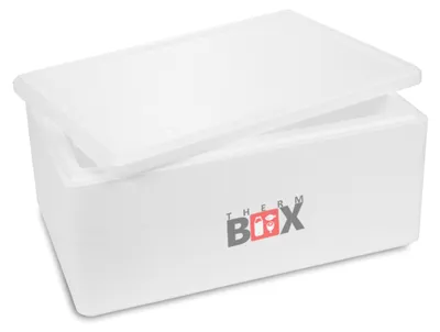 Produktbild von THERM BOX Styroporbox 38W Innen: 53x33x21cm Wand: 3cm Volumen: 38L Isolierbox Kühlbox Warmhaltebox Wiederverwendbar
