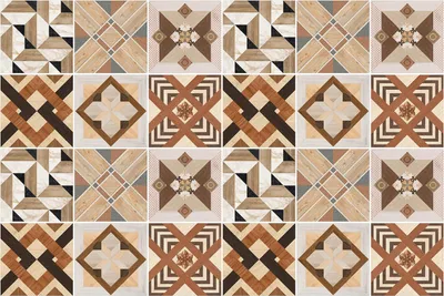 Produktbild von Fliesenaufkleber 20 x 20 cm – 24 Stück – Selbstklebend – Wasserfest – Pflegeleicht – Hitzebeständig – Für Küche & Bad – Die Geometrie von Holzformen