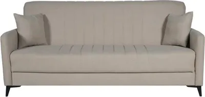Image de Canapé Convertible 3 Places ENZO, Tissu Beige, Coffre de Rangement, 211 x 92 x 98 cm