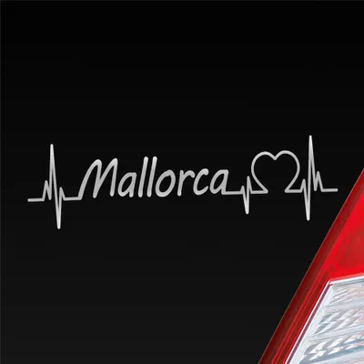 Produktbild von Auto Aufkleber Mallorca Puls Herzschlag mit Insel Motiv 19x5 cm Silber Sticker Heckscheibenaufkleber