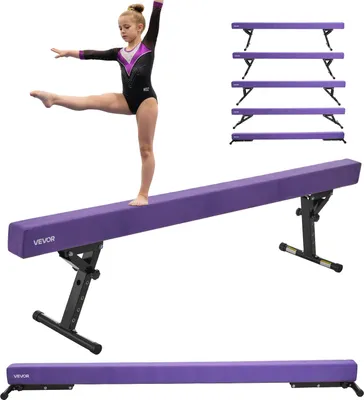Produktbild von VEVOR Schwebebalken Gymnastik Kinder 241 cm Höhenverstellbar (5-stufig/170/380470/540/565mm), 158,7 kg belastbarer Gymnastikbalken Turnbalken, Balance Balken Balancierbalken für Fitnessstudio, Lila