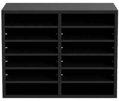Image de Organisateur de documents, dimensions 520 x 305 x 410 mm, hauteur réglable de 2,3 à 5,6 cm, compatible format A4, design empilable, 2 plateaux avec 6 compartiments