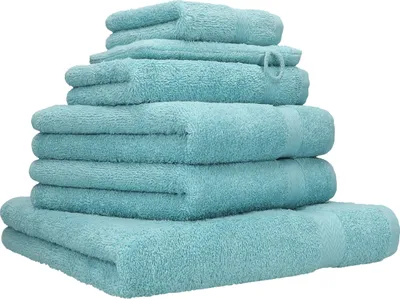 Produktbild von Betz 6-tlg. Handtuch-Set PREMIUM 1 Duschtuch 2 Handtücher 1 Gästetuch 1 Seiftuch 1 Waschhandschuh  Farbe: ocean