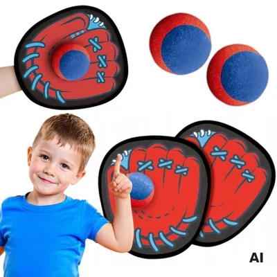 Image de WOOPIE - Jeu de dextérité "Attrape la balle" avec raquettes pour enfants, set de 5 pièces.