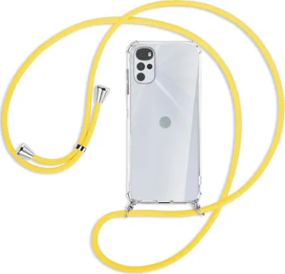 Produktbild von Handykette Backcover-Schutzhülle mit Band (Metall silberfarben) für Motorola Moto G22 4G - gelb