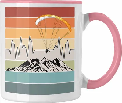 Produktbild von Trendation - Gleitschirm Tasse Geschenk Gleitschirmflieger Geschenkidee Herzschlag (Rosa)