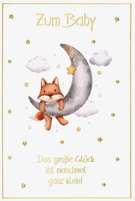 Produktbild von Geburt Baby Freudiges Ereignis Karte mit Umschlag, unverpackt, Mond, Fuchs
