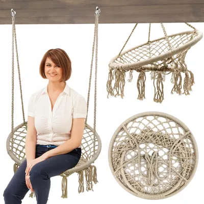 Zdjęcie produktu dla Bocianie Gniazdo Fotel Huśtawka Ogrodowa Fotel Wiszący Boho Bg100E Ecru
