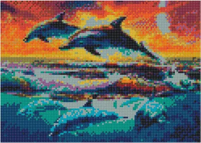 Produktbild von Diamant-Mosaik, Stickerei 30x40 Delphine Flamingo-Linie