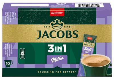 Obrázek produktu pro Jacobs káva instantní nápoj 3 v 1 Milka 10x12,4g balení 124g