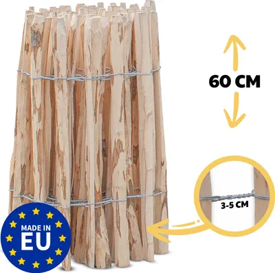 Produktbild von Staketenzaun Haselnuss Höhe 60 cm, Länge 5 Meter, Lattenabstand 3-5 cm