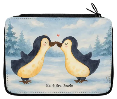 Produktbild von Mr. & Mrs. Panda Etui Pinguin Liebe Design - Weiß - Geschenk, Federmappe, Bleistiftetui, Mäppchen, Freundin, Geschenkidee, Schlampermäppchen, Verliebt, Federmäppchen