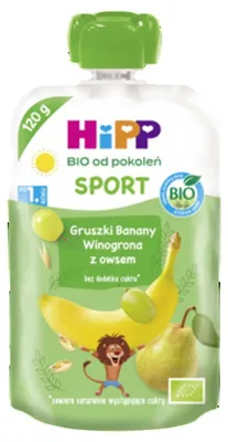 Produktbild von HiPP SPORT, Obstgläschen mit Birne, Banane und Traube, mit -Hafer, ab dem 1. Lebensjahr, 120 g