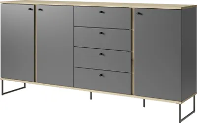 Produktbild von Sideboard >Kandoo< in Anthrazit / Evoke Oak, Holzwerkstoff - 180x89x38cm (BxHxT)