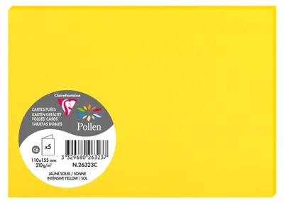 Produktbild von Clairefontaine 26323C Doppelkarten Pollen sonnengelb 110x155mm 5 Stück